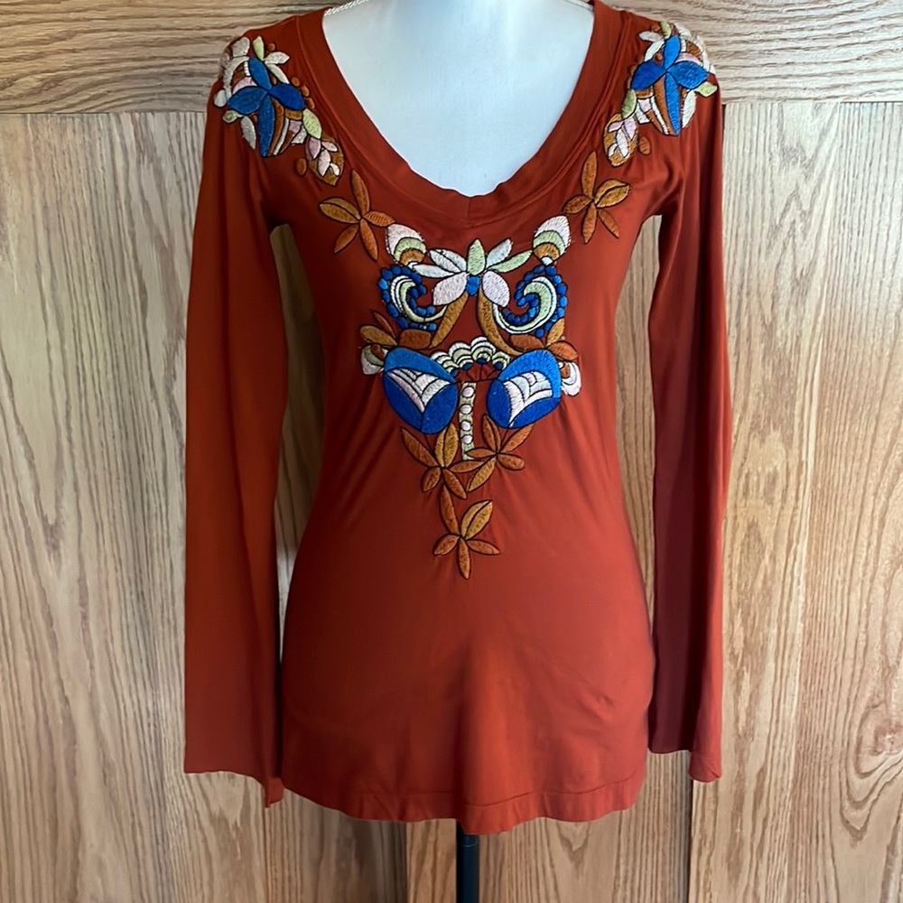 JOHHNY WAS LA Embroidered Top Size Small